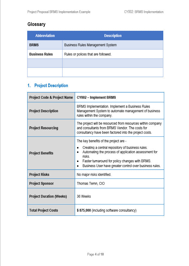 Project Proposal Brms Implementation Template – Techno Pm - Project 