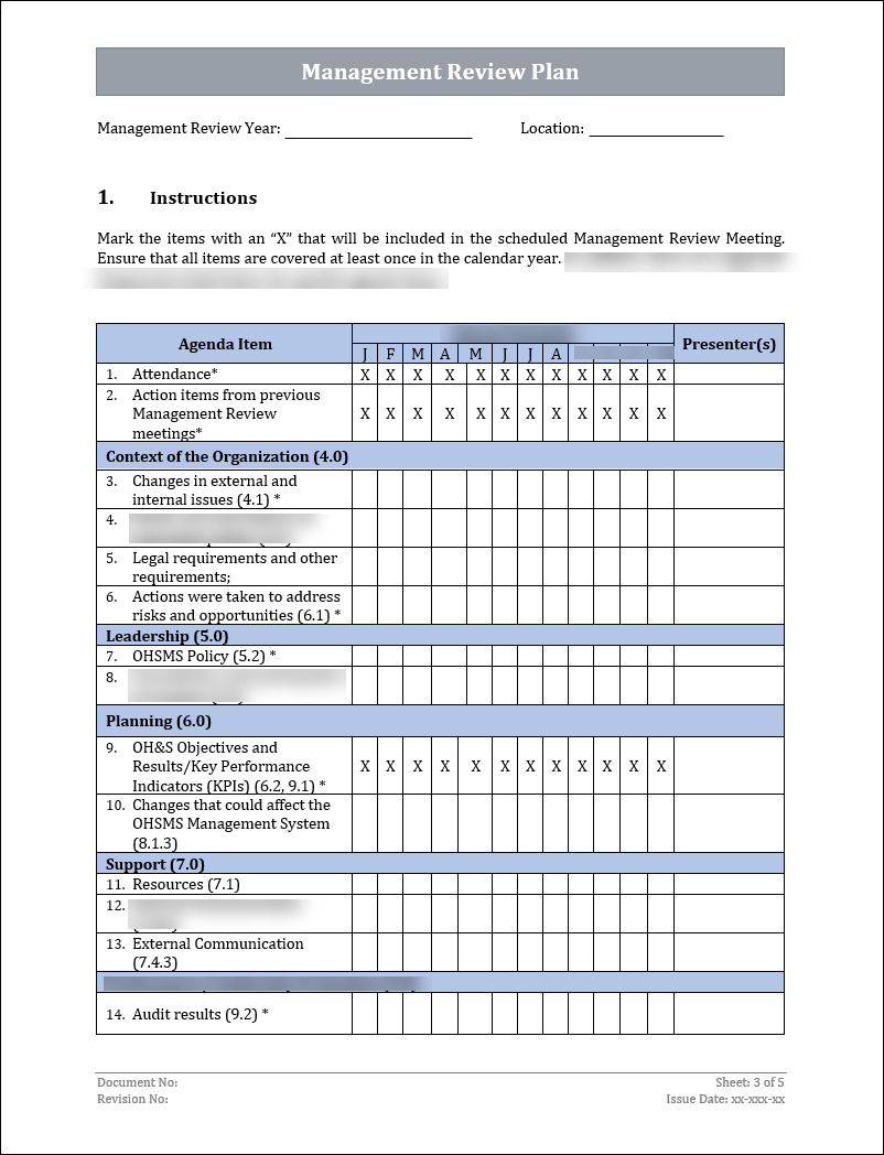 Management Review Plan