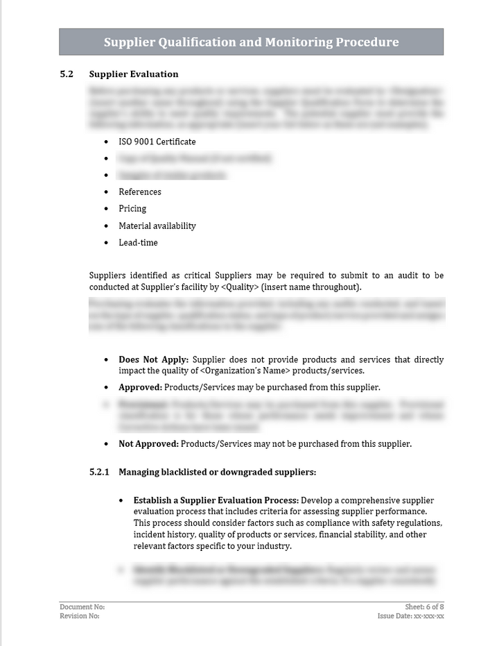 Supplier Qualification and Monitoring Procedure