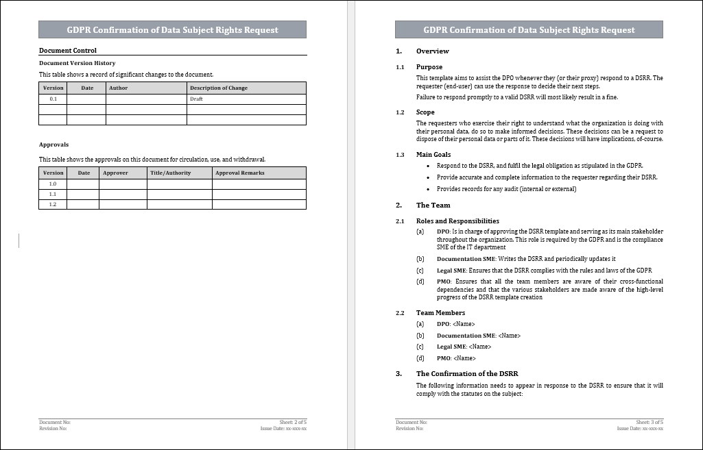 GDPR Confirmation of Data Subject Rights Request Template