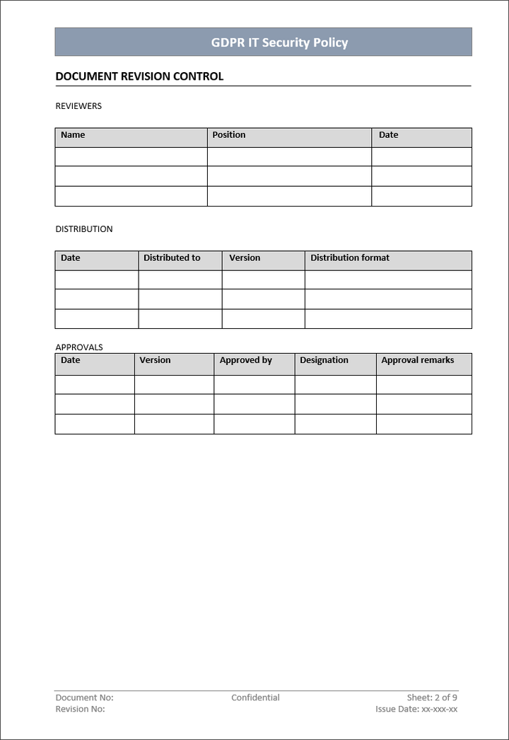 GDPR IT Security Policy Template