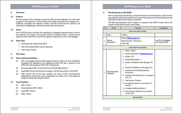 GDPR Response to DSAR Template