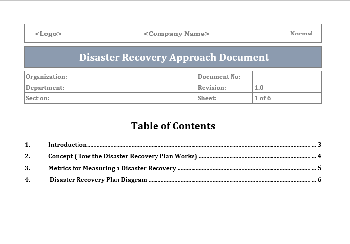 DR Approach Template – Techno PM - Project Management Templates Download