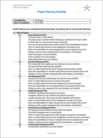 Project Starter Kit - Project Planning Checklist - Template – Techno PM ...